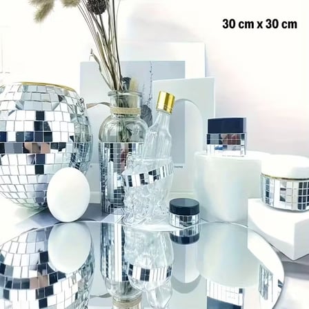 Kare Silver Cam Mozaik Fayans Çıkartmaları El İşi Kare Cam Fayans Kendinden Yapışkanlı Aynalı Dekor 