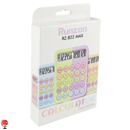 Runzon Renkli Hesap Makinesi Yuvarlak Uçlu 12 Hane Mavi RZ-822