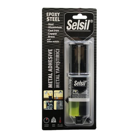 SELSİL EPOXY STEEL METAL ŞIRINGA EPOKSİ YAPIŞTIRICI 28GR. METAL - ÇELİK - ALÜMİNYUM - AHŞAP - PLASTİ
