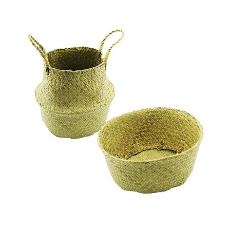 2IN1: KULPLU - KULPSUZ HASIR ORGANİZER SEPET Ç: 33---25CMY:15-30CM