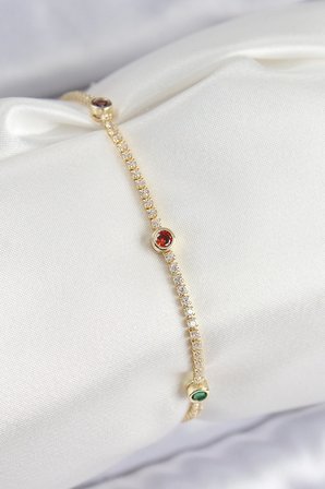 Pirinç Zirkon Taşlı Asorti Model Gold Renk Kadın Bilekilk