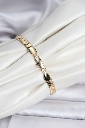 14K Gold Renk Kaplama Ezme Zincir Model Kadın Bileklik