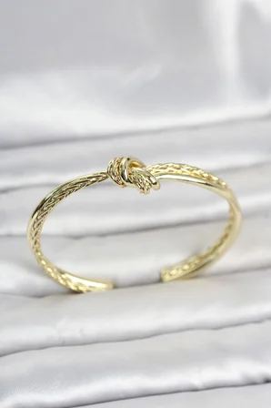 Gold Renk Düğüm Model Pirinç Kadın Bileklik
