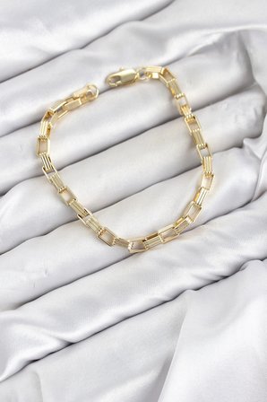 CM Kare Halka Model Gold Renk Pirinç Kadın Bileklik