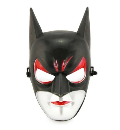 Kırmızı Gözlü Siyah Batman Maske - Lastikli Batgirl Maskesi 28x17 cm