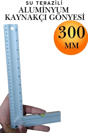 Alüminyum L Gönye Su Terazili Cetvel Kaynak Kaynakçı Marangoz Gönyesi 300 mm Profesyonel 90 Derece Dik Açı Ölçer Cetveli İnşaat Ustası Metal Demir İşleme Cetvelleri El Aletleri Ölçü Aleti Takımı 30cm