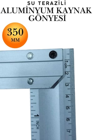 Alüminyum L Gönye Su Terazili Cetvel Kaynak Kaynakçı Marangoz Gönyesi 350 mm Profesyonel 90 Derece Dik Açı Ölçer Cetveli İnşaat Ustası Metal Demir İşleme Cetvelleri El Aletleri Ölçü Aleti Takımı 35cm