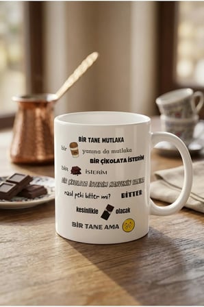 Alya Gift Shop Kişiye Özel Bir Çikolata İsterim Temalı Kupa Bardak