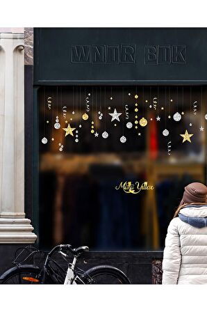 Işyeri Kış Temalı Cafe Butik Mağaza Restaurant Vitrin Süsleme V25