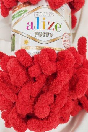 Puffy Koyu Kırmızı El Örgü İpi 100gr. 9mt. (5'li Paket) - Renk: 106