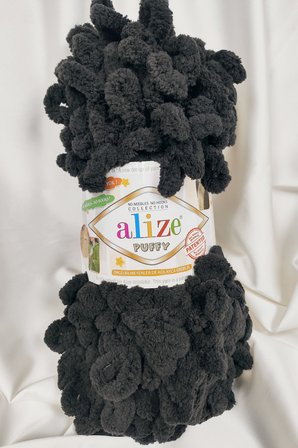 Puffy Siyah El Örgü İpi 100gr. 9mt. (5'li Paket) - Renk: 1060