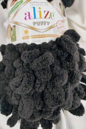 Puffy Siyah El Örgü İpi 100gr. 9mt. (5'li Paket) - Renk: 1060