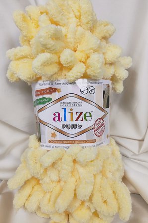 Puffy Açık Sarı El Örgü İpi 100gr. 9mt. (5'li Paket) - Renk: 13