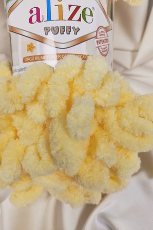 Puffy Açık Sarı El Örgü İpi 100gr. 9mt. (5'li Paket) - Renk: 13