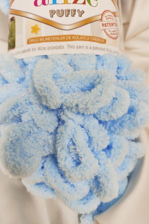 Puffy Açık Mavi El Örgü İpi 100gr. 9mt. (5'li Paket) - Renk: 183