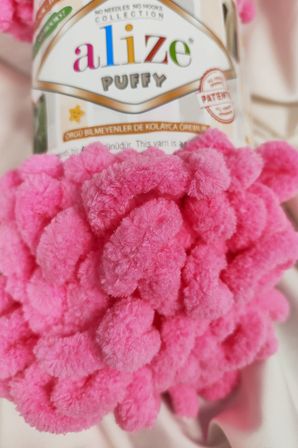 Puffy Canlı Pembe El Örgü İpi 100gr. 9mt. (5'li Paket) - Renk: 377
