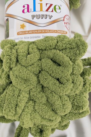 Puffy Kaplumbağa Yeşili El Örgü İpi 100gr. 9mt. (5'li Paket) - Renk: 485