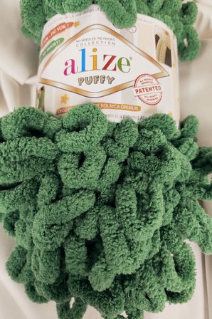 Puffy Çam Yeşili El Örgü İpi 100gr. 9mt. (5'li Paket) - Renk: 532