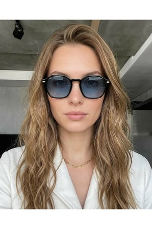 Ametist Geometrik Siyah Lacivert Degrade Unisex Güneş Gözlüğü Erkek Kadın Unisex Asetat Sağlam Premium Özel Seri