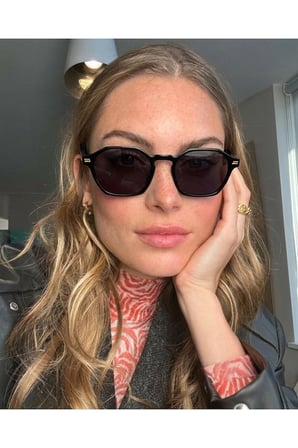 Ametist Geometrik Siyah Unisex Güneş Gözlüğü Erkek Kadın Unisex Asetat Sağlam Premium Özel Seri