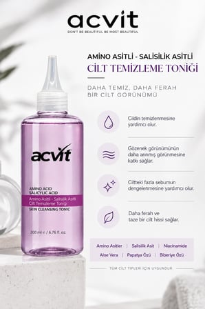 Amino Asitli - Salisilik Asitli Cilt Temizleme Toniği 200 ML