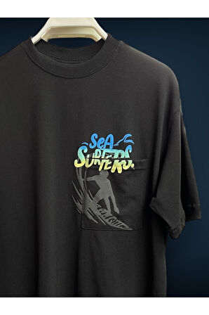 Sea Surfers Sloganlı Oversize T-Shirt