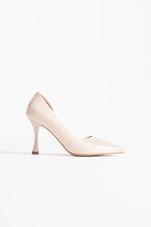 Angela Premium Kadın Bej Rugan Topuklu Ayakkabı