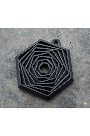 Heksagonik Yankı Geometrik Anahtarlık (2 ADET) - 3D Baskı Sanatı, Şık ve Dayanıklı (PLA Malzeme)