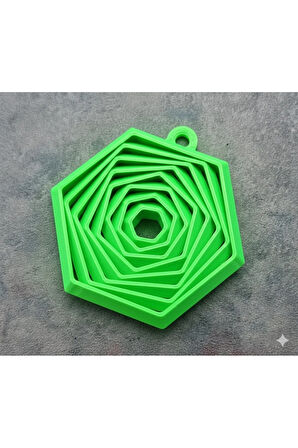 Heksagonik Yankı Geometrik Anahtarlık (2 ADET) - 3D Baskı Sanatı, Şık ve Dayanıklı (PLA Malzeme)