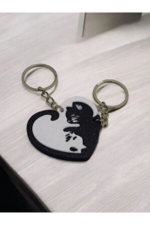Kedi Severler İçin Özel Çift Tasarım Anahtarlık