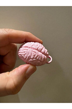 "USE IT" Beyin Tasarımlı Anahtarlık Seti (2 Adet) - Pembe PLA Malzeme, Zincir Dahil