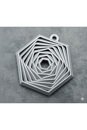 Heksagonik Yankı Geometrik Anahtarlık (2 ADET) - 3D Baskı Sanatı, Şık ve Dayanıklı (PLA Malzeme)
