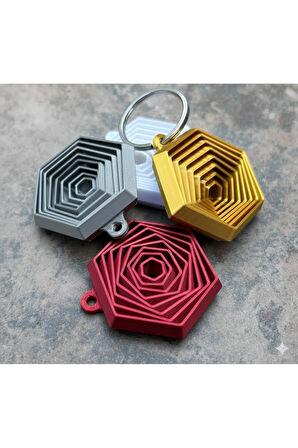 Heksagonik Yankı Geometrik Anahtarlık (2 ADET) - 3D Baskı Sanatı, Şık ve Dayanıklı (PLA Malzeme)