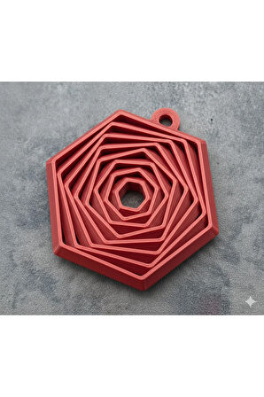 Heksagonik Yankı Geometrik Anahtarlık (2 ADET) - 3D Baskı Sanatı, Şık ve Dayanıklı (PLA Malzeme)