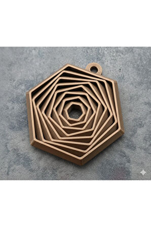 Heksagonik Yankı Geometrik Anahtarlık (2 ADET) - 3D Baskı Sanatı, Şık ve Dayanıklı (PLA Malzeme)