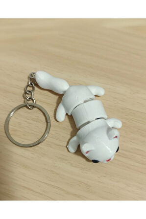 Sevimli Beyaz Yavru Kedi 3D Baskı Anahtarlık - Hareketli Eklemler!