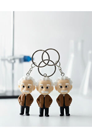 Bilim Kahramanı | Mini Einstein 3D Baskı Anahtarlık Seti - PLA Malzeme | 5 cm
