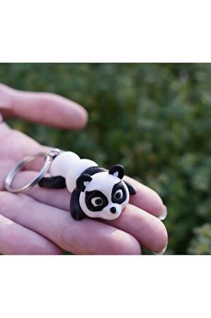 Hareketli Eklemeli Sevimli Panda Anahtarlık (2'li Set) | 3D Baskı PLA Malzeme