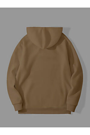 Üç İplik Anime Kedi Baskılı Unisex Kemik Kanguru Cepli Kapüşonlu Sweatshirt Hoodie | M