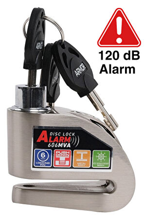 Armor 606MVA 6 Mm 120 Uyumlu Desibel Motosiklet Alarmlı Disk Kilidi Kesilmez Çelik