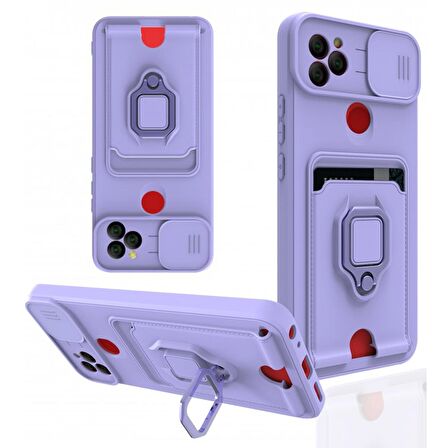 General Mobile GM 21 Kılıf Zuma Kartvizitli Yüzüklü Boyun Askılı Silikon Kapak + Ekran Koruma
