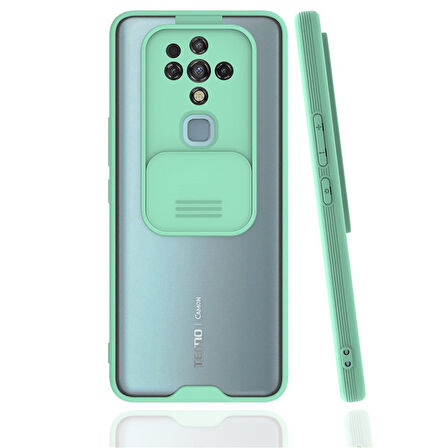 Tekno Tecno  Camon 16 Kılıf Platin Sürgülü Kamera Koruma Silikon Kapak