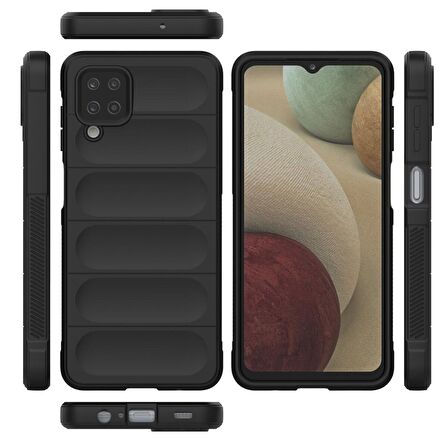 Samsung Galaxy A12 Kılıf Kamera Korumalı İçi Kadife Yumuşak Silikon Kapak + Ekran Koruma