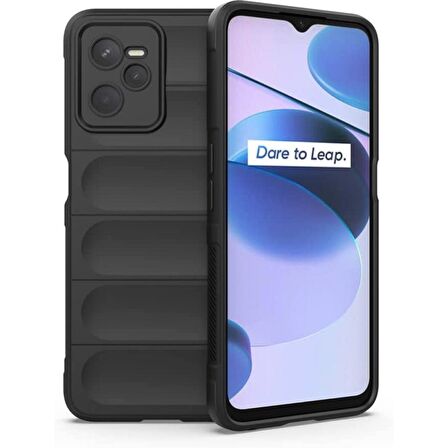 Realme C35 Kılıf Kamera Korumalı İçi Kadife Yumuşak Silikon Kapak + Ekran Koruma
