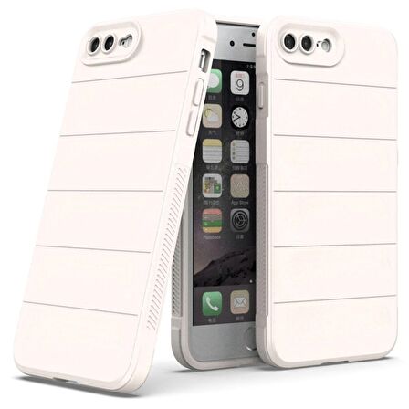 Apple iPhone 8 Plus Kılıf Kamera Korumalı İçi Kadife Yumuşak Silikon Kapak + Ekran Koruma