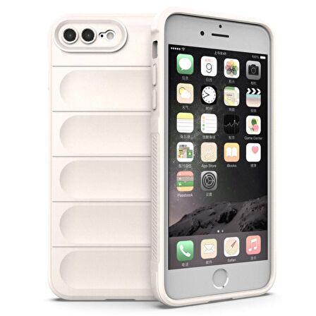 Apple iPhone 8 Plus Kılıf Kamera Korumalı İçi Kadife Yumuşak Silikon Kapak + Ekran Koruma