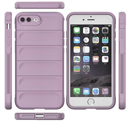 Apple iPhone 8 Plus Kılıf Kamera Korumalı İçi Kadife Yumuşak Silikon Kapak + Ekran Koruma