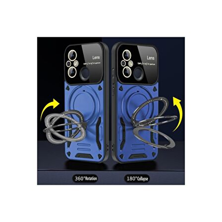 Xiaomi Redmi 12C Kılıf Joy Lens Korumalı Standlı Şık Tasarım Kapak + Ekran Koruma