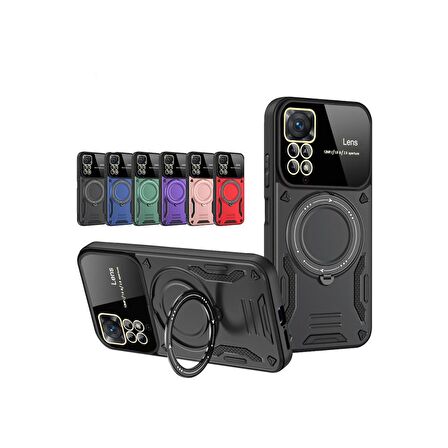 Xiaomi Redmi Note 12 Pro 4G Kılıf Joy Lens Korumalı Standlı Şık Tasarım Kapak + Ekran Koruma