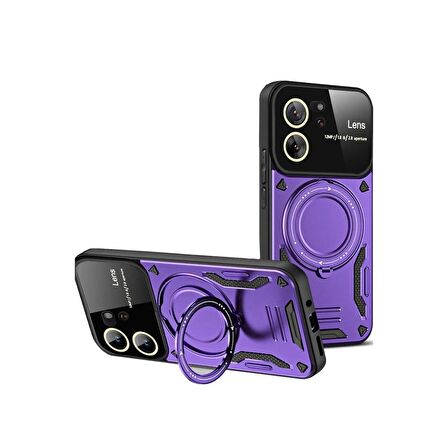 Xiaomi Mi 13T Pro Kılıf Joy Lens Korumalı Standlı Şık Tasarım Kapak + Ekran Koruma